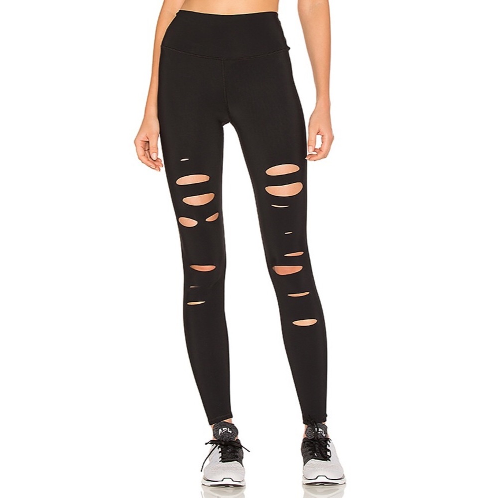 ❌SOLD❌ Alo Yoga High Waist Ripped Warrior Legging - Picture 3 of 10